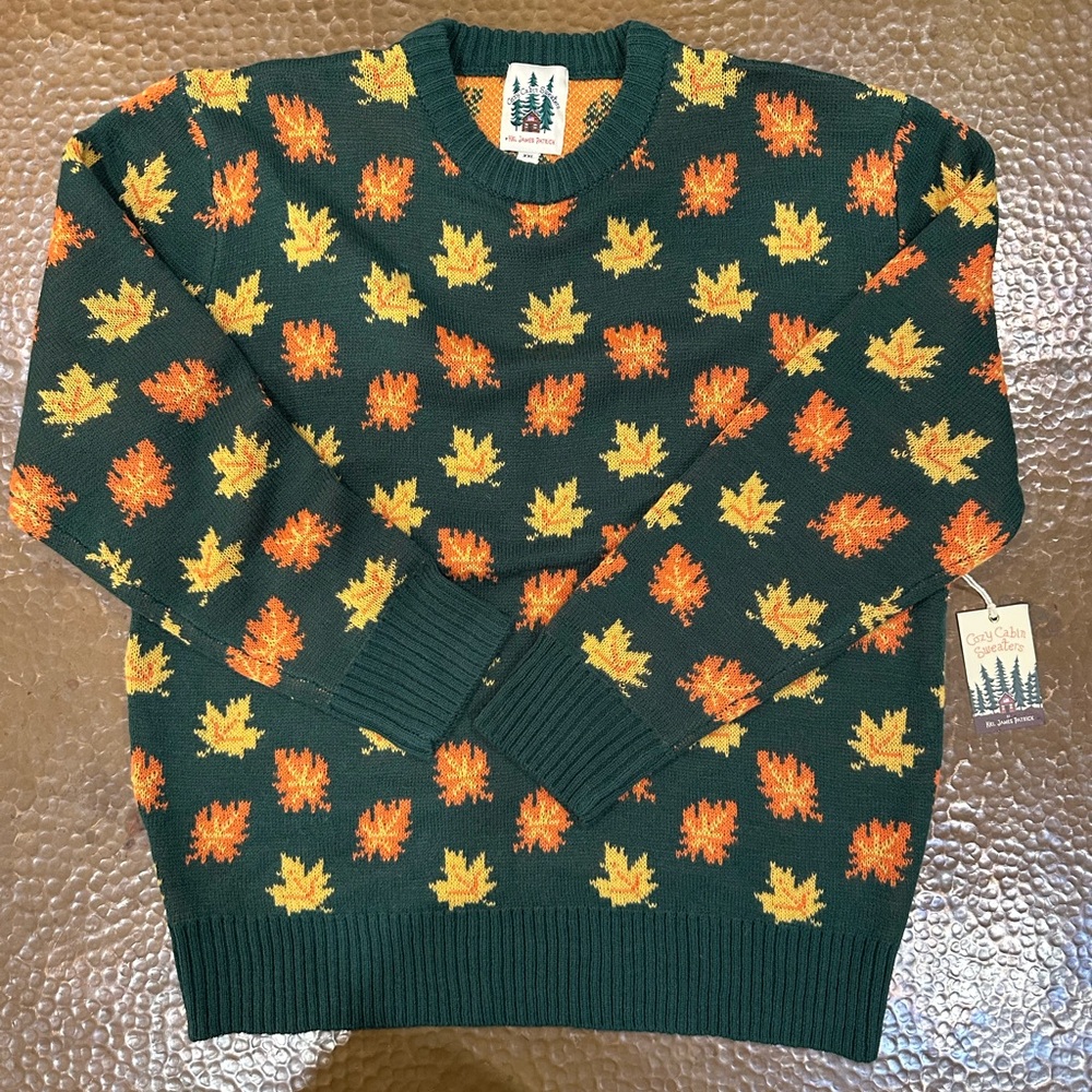 Kiel James Patrick Green Leaf Pattern Sweater